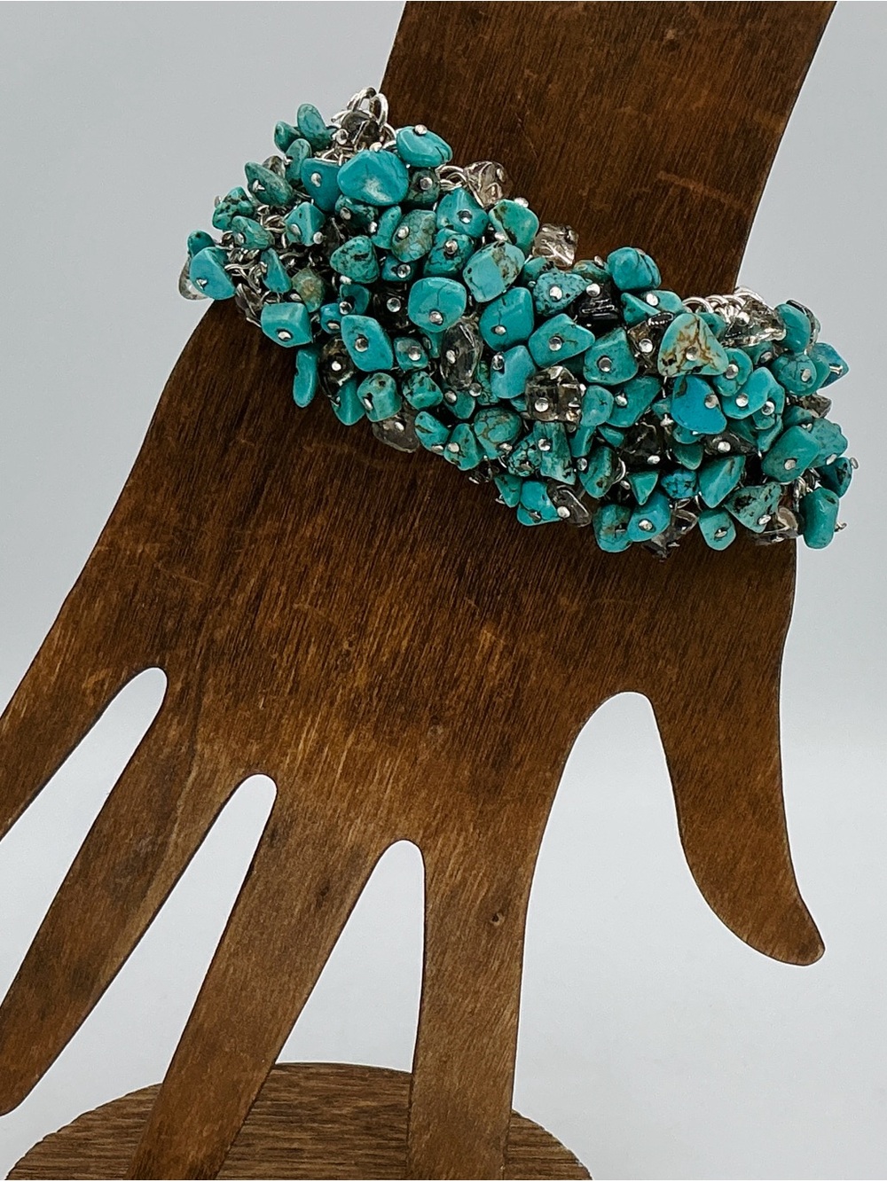 Banana Republic Jewelry Bracelet Turquoise Chip Stone Statement Silver Tone Togg